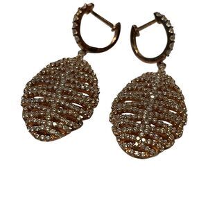 Rose Gold Plated 925 Sterling Silver Earrings CZ stones Posts